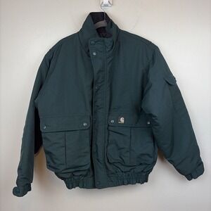 Carhartt Puffer Blizzard Jacket J71MLL Mens M Workshield Quilt Lined Coat Green